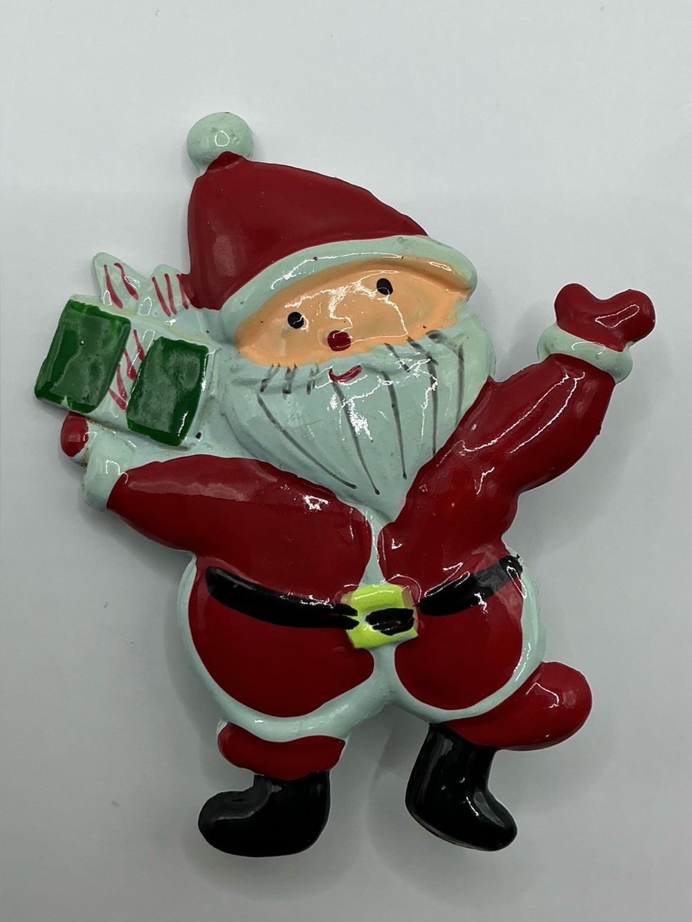 DANCING GIFTING SANTA ENAMEL BROOCH